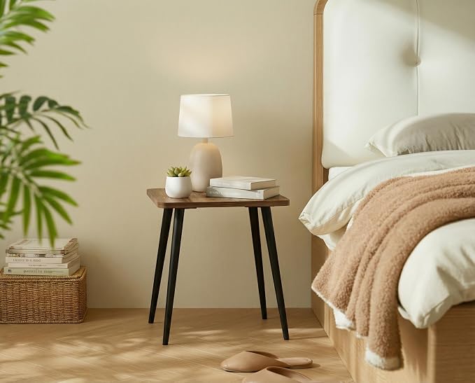FORAOFUR Side Table, Rectangular Wooden Small End Table, Small Accent Table for Living Room, Bedroom and Balcony, Modern Side Tables for Spaces Home Decor, Easy Assembly | Wooden legs with modern rectangular design, fits living/bedroom, compact, quick ...