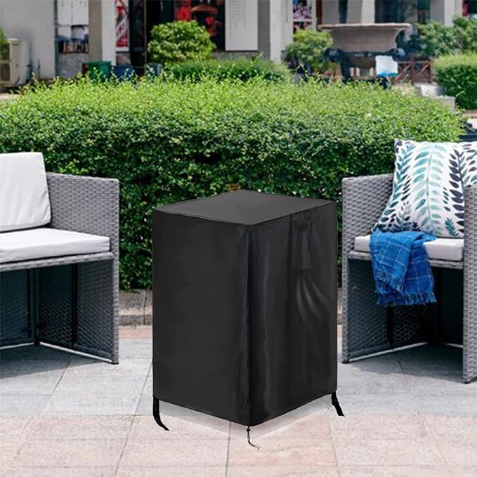 POMER Fire Column Cover,21inch Square Firepit Cover for Patio Fire Column Waterproof Outdoor Fireplace- 21"Lx21"Wx35"H