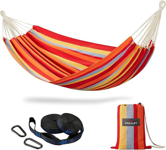 CHULIM Brazilian Double Hammock with Tree Straps,Extra Large 94x63IN,2 Persons Hammock for Backyard Patio Outdoor and Indoor,450lbs Weight Capacity,Soft Woven Cotton Fabric - Summer Fruit