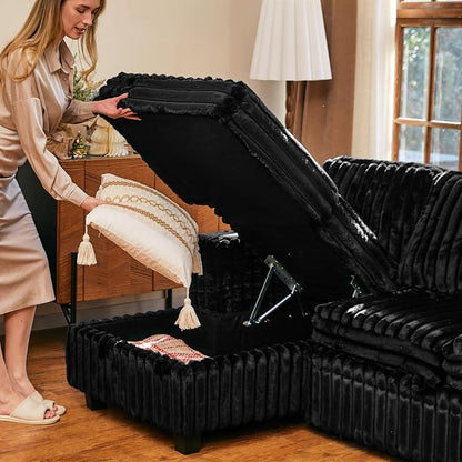 Belffin Modular Sectional Storage Chaise Module for Modular Sectional Sofa Left-Facing Chaise Black Couch