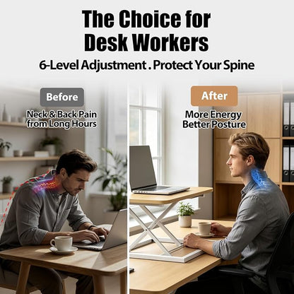 Omhuzsyo 24 in Height Adjustable Standing Desk Converter Stand Up Riser | Suitable for Use in Laptop and Single Monitor,Ergonomic Sit Stand Workstations for Home Office,Keyboard Stand for Desktop