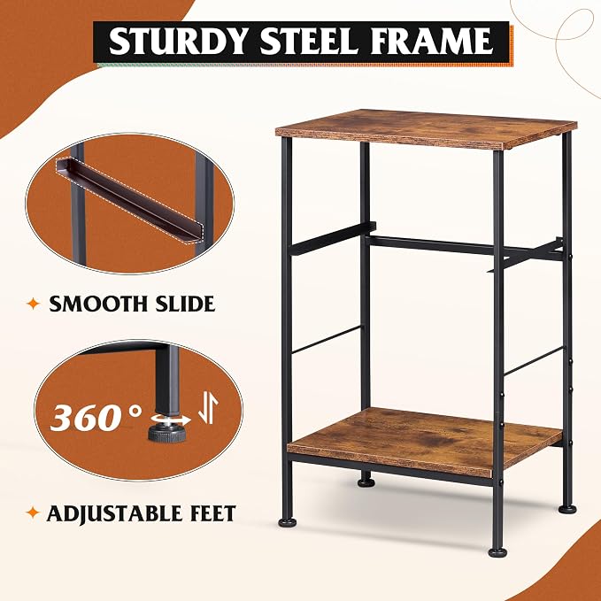 WLIVE Small Black Nightstand with Drawer, Fabric Bedside Table, 25.0" H | Night Stand with Open Wood Shelf, End Table with Steel Frame, Side Table for Bedroom, Dorm, Easy Assembly