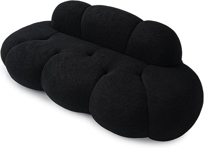 JACH 3 Seater Cloud Sofa for Living Room, Modern Sherpa Upholstered Couch, Minimalist Leisure Sofa, Comfy Cloud Couch for Apartment, Small Space, No Assembly Required (Black)