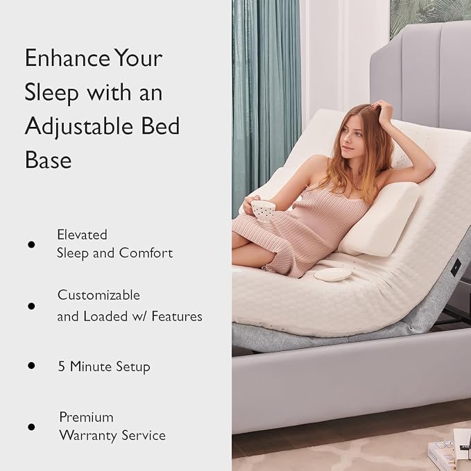 Irvine Home Collection King Adjustable Base with 10 Inch Gel Memory Foam Mattress | Dual Massage | Underbed Light | Wireless Remote | USB Ports | Zero Gravity