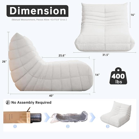 WHGBJA Bean Bag Chair for Adults, Lazy Bean Bag Sofa for Bedroom, Living Room, Reading, Gaming Floor Sofa Chair, Boneless, Comfy