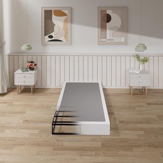 Tyndall Box Spring Twin, 7 Inch Metal Twin Box Spring Only, 3000 LBS Heavy Duty Mattress Foundation with Fabric Cover, Easy Assembly, Quiet Noise Free, Non Slip, Black