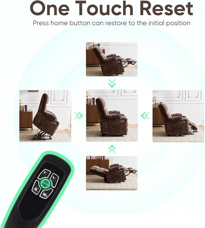 Oversized Power Recliner Chair for Elderly with Massage and Heat, Dual Motor Lay Flat Recliner with Arm Storage，Lift Chair for Big Tall, Infinite Position,Extended Footrest, Lving Room, Coffee