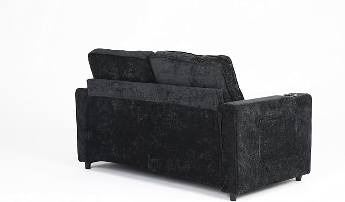 ERYE Foldable Loveseat Sofa Convertible Pull Out Sleeper Sofabed,2 Seat Tufted Upholstered Sofa Modern Convertible Sleeper Couch Bed with Cupholders and Side Pockets