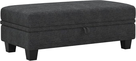 Belffin 45.9" Storage Ottoman Bench Oversized Ottoman for Footrest Upholstered Entryway Bench with Seating for Bedroom, Living Room. Dark Grey