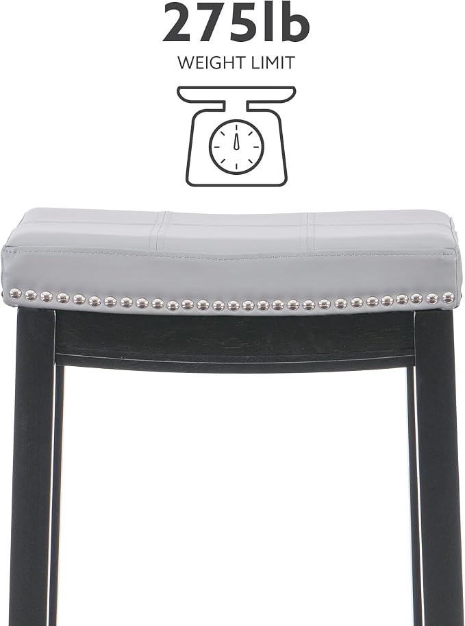 Linon Home Décor Kingston Gray Bar Stool, Black
