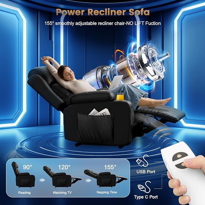 Recliner Sofa Set, Home Theater Seating with Massage, Loveseat Recliner Couch and 2 Recliner Single Chairs with USB, Wall Hugger Reclining Movie Theater Chair with Cup Holders, Drawer for Gaming Room