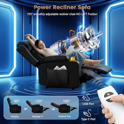 Recliner Sofa Set, Home Theater Seating with Massage, Loveseat Recliner Couch and 2 Recliner Single Chairs with USB, Wall Hugger Reclining Movie Theater Chair with Cup Holders, Drawer for Gaming Room