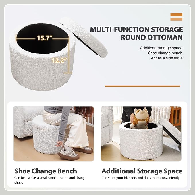Power Recliner Chair Swivel Glider, Large Nursery Glider with Ottoman & USB Charging Port, Boucle Upholstered Rocker Recliner for Nursery,Living Room,Cream