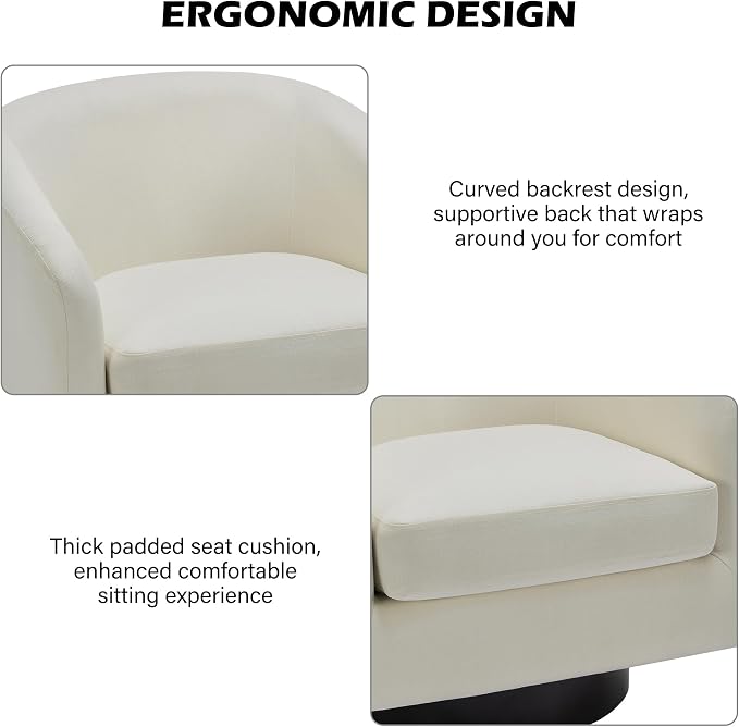 Swivel Barrel Accent Chair, Modern Round Chenille Fabric Arm Chair for Living Room, Bedroom, Comfy Club Reading Chairs for Adults