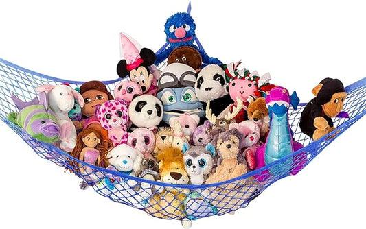 Stuffed Animal Hammock XL | Corner Stuffed Animal Storage & Plushie Net | Extra Large Toy Hammock for Stuffed Animals | Easy Hang, Hardware Included | Blue Bedroom Decor | by Lilly's Love