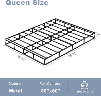Tyndall 7 Inch Queen Box Spring, Heavy Duty Metal Box Spring for Queen Size Bed Mattress Foundation with Fabric Cover, Noise-Free, Non Slip, Easy Assembly