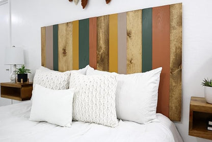 Barn Walls Earth Tone Mix Signature Design, Multicolored Solid Wood Headboard, Floating Panels, Wall Mount, Adjustable Height Easy Assembly, King Size