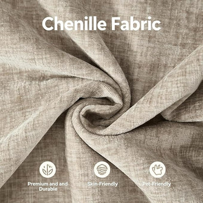76.7" Modular Sectional Sofa with Ottoman, Modern L Shaped Sectional Couch, Comfy Cloud Couch for Living Room, Loveseat Chenille Deep Seat Sofa with Pillow for Bedroom Apartment, Small Spaces, Camel
