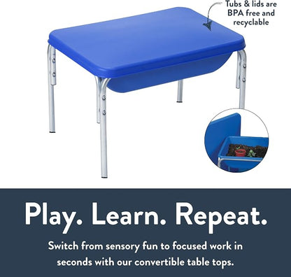Children's Factory 18" Small Sensory Table, Sandbox with Lid, Water Table for Kids, Blue | Sandbox for Indoor or Outdoor Use, Rust-Resistant Sensory Bin for Classrooms, Preschools, and Daycares