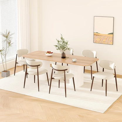 MALOL Upholstered Dining Chairs Set of 6, Curved Back Kitchen Chairs with Metal Legs and Anti Slip Pads, Dining Room Chair for Home and Restaurant, Beige