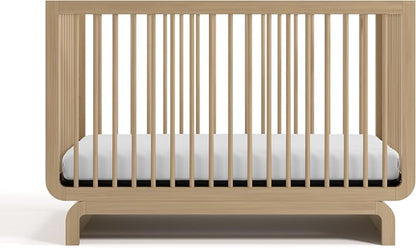 Storkcraft Santorini Convertible Crib with Toddler Guardrail & Storkcraft 6-Inch Grow-with Me Premium Waterproof Dual-Sided Baby Crib & Toddler Bed Mattress (Driftwood) – GREENGUARD Gold Certified
