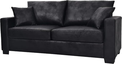 Ball & Cast 69" Loveseat Sofa, Modern Love Seat Couches for Living Room, Upholstered 2 Seater Small Couch with 2 Throw Pillows for Bedroom,Apartment,Office,Easy Assembly,Black