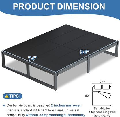 Lutown-Teen Bunkie Board King Under Mattress High-Density Polymer Mattress Support Board King Anti-Sag, Breathable, Moisture Resistant, Noise Minimizing
