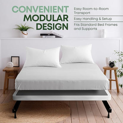 Greaton, 2.5” King Box Spring for King Bed – Amish-Made in the USA – Solid Wood Box Spring Mattress Foundation with Stable & Quiet Support – Flat-Packed & Easy Assembly – White