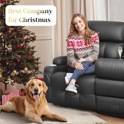 Recliner Sofa, Massage Reclining Sofa 3 Seater Sets Heavy Weight Capacity, RV Loveseat Couch Clearance with Flip Back Console, Storage, Cup Holders, Wall Hugger Reclining Couch for Living Room