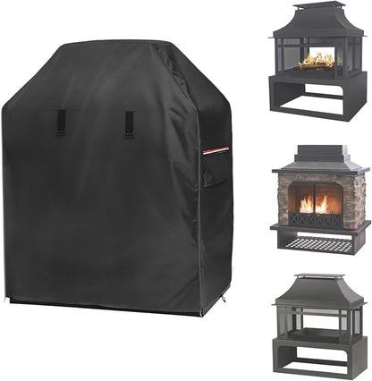 Outdoor Fireplace Cover,Heavy Duty 600D Waterproof Cover for 42inch Tall Patio Wood Burning Fireplaces,42" L x 24" W x 48" H, Black