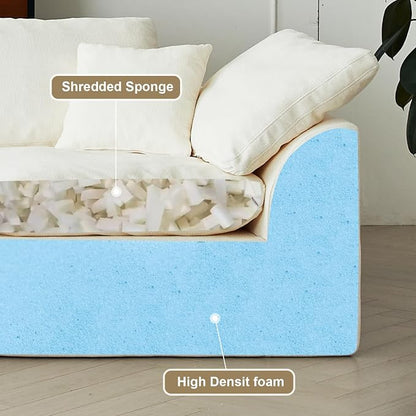 138" Boneless Cloud Couch Sectional for Living Room, Oversized Modular U Shaped Sofa with Double Chaise, Deep Seat Chenille Sectional Couch for Cloud-Like Comfort(U-Shaped Beige)