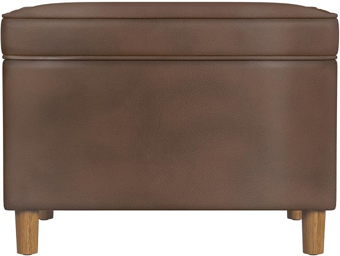 HomePop 24" Dinah Collection Storage Ottoman - Brown Faux Leather