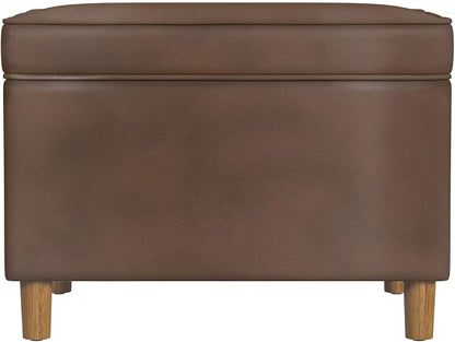 HomePop 24" Dinah Collection Storage Ottoman - Brown Faux Leather