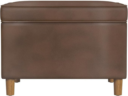 HomePop 24" Dinah Collection Storage Ottoman - Brown Faux Leather