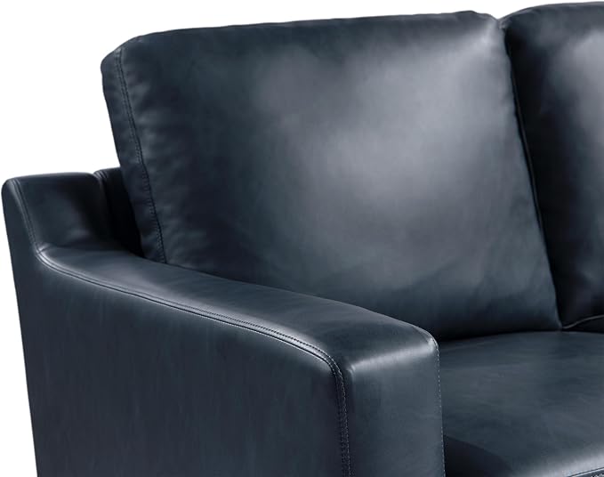 Serta Triton 55.5" Loveseat, Transitional Modern, Dreamcoil Comfort, Metal Legs, Vegan Leather, Navy Blue