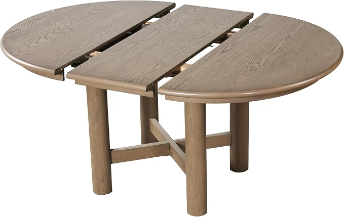 LUMISOL Extendable Round Dining Table for 4-6 People, 47”-63” Oval Kitchen Table with 16” Removable Leaf and Solid Wood Legs for Kitchen, Dining Room, Espresso