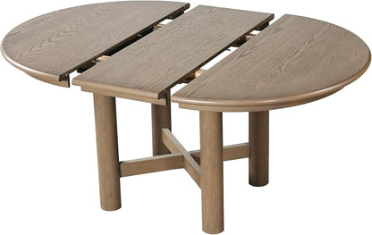 LUMISOL Extendable Round Dining Table for 4-6 People, 47”-63” Oval Kitchen Table with 16” Removable Leaf and Solid Wood Legs for Kitchen, Dining Room, Espresso