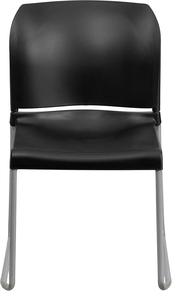 Flash Furniture Hercules Series Contoured Stacking Chairs for Waiting Rooms and Offices, Ergonomic Lobby Chairs with Curved Back, Set of 5, Black