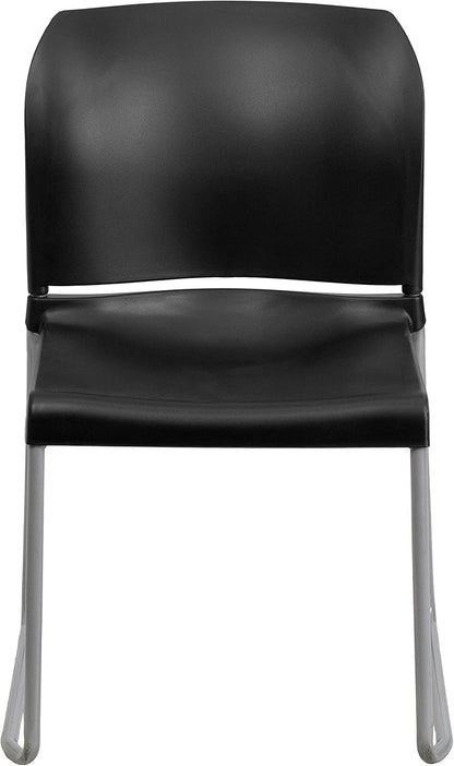Flash Furniture Hercules Series Contoured Stacking Chairs for Waiting Rooms and Offices, Ergonomic Lobby Chairs with Curved Back, Set of 5, Black
