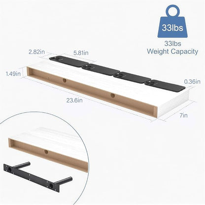 Floating Shelves for Wall, Bathroom Shelves Over Toilet, Wall Shelves & Book Shelf for Room, Hanging Shelf, Modern Wooden Mounted Floating Shelves, 24x7x1.5 in (White, Set of 3)