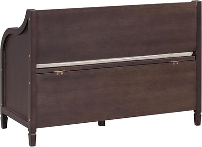 Knocbel Rustic Entry Storage Bench with Hidden Compartments and Removable Cushion, Wooden Entryway Hallway Foyer Shoe Bench Bedroom End of Bed Bench, 250lbs Weight Capacity (Espresso)