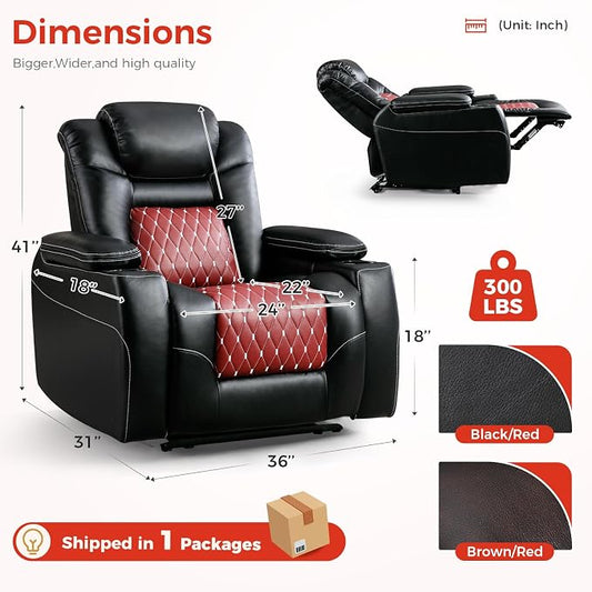ANJ Power Recliner Chair Set of 8,Home Theater Seating with Adjustable Headrest,Cup Holders,USB Port,Hidden Arm Storage(Black)