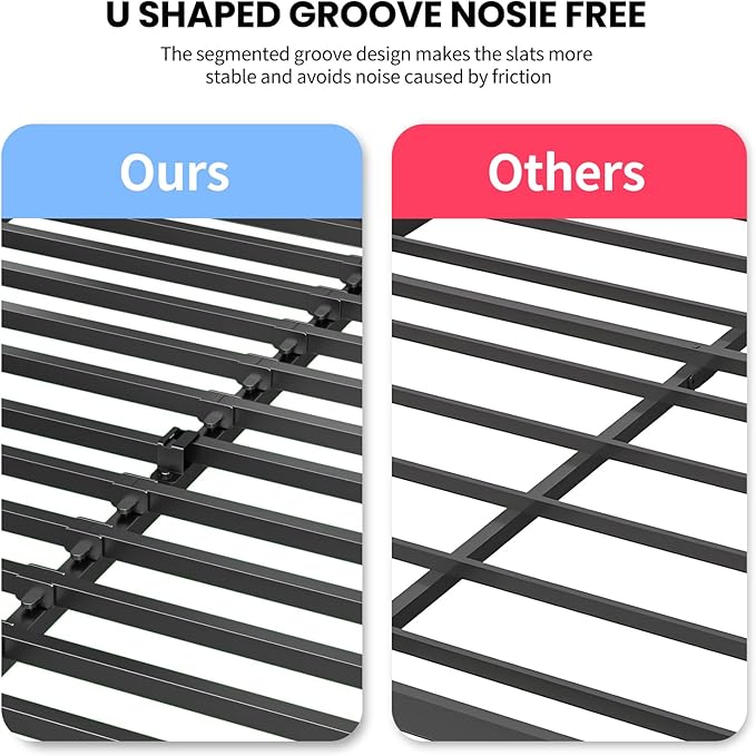 Superay 2 Inch California King Box Spring Low Profile, Heavy Duty Metal Box Spring Bed Base, Bunkie Board Bed Slat Replacement, Mattress Foundation, Easy Assembly, Noise Free
