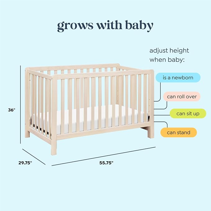 Carter’s by Davinci Colby 4-in-1 Convertible Crib - GREENGUARD Gold Certified Convertible Baby Crib to Toddler Bed, Daybed, Full-Size Bed - Wooden Baby Bed w/Four Adjustable Heights - Washed Natural