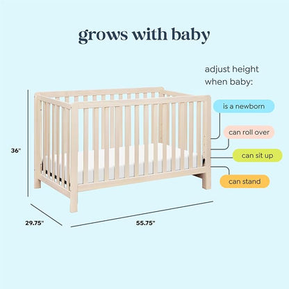 Carter’s by Davinci Colby 4-in-1 Convertible Crib - GREENGUARD Gold Certified Convertible Baby Crib to Toddler Bed, Daybed, Full-Size Bed - Wooden Baby Bed w/Four Adjustable Heights - Washed Natural