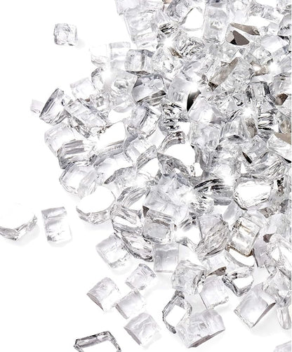 GASPRO 10 lbs Clear Fire Glass for Fire Pit Table, Reflective Gas Fireplace Glass Rocks, Gorgeous, 1/2 Inch