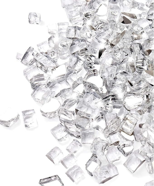 GASPRO 10 lbs Clear Fire Glass for Fire Pit Table, Reflective Gas Fireplace Glass Rocks, Gorgeous, 1/2 Inch