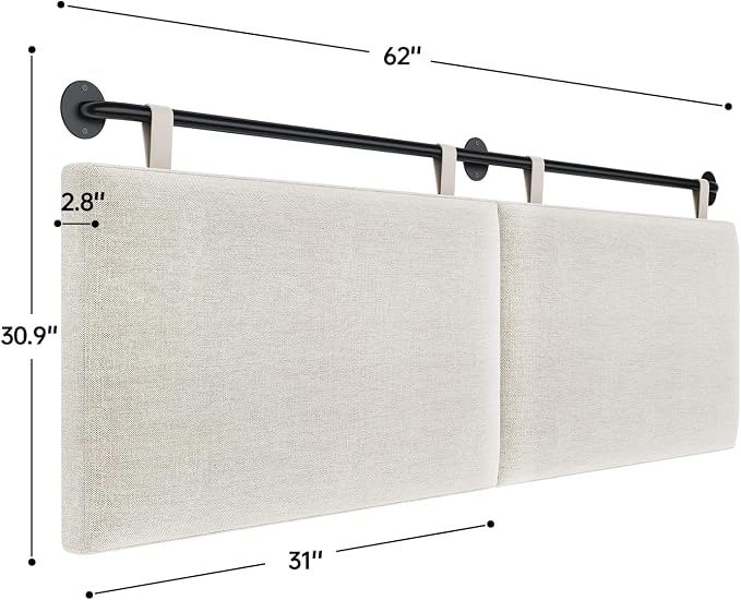 Headboards for Queen Size Bed, Wall Mounted Headboard with Fine Linen Upholstery and Button Tufting, Adjustable Heigh Headboard for Bedroom(Queen,Beige)