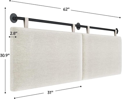 Headboards for Queen Size Bed, Wall Mounted Headboard with Fine Linen Upholstery and Button Tufting, Adjustable Heigh Headboard for Bedroom(Queen,Beige)