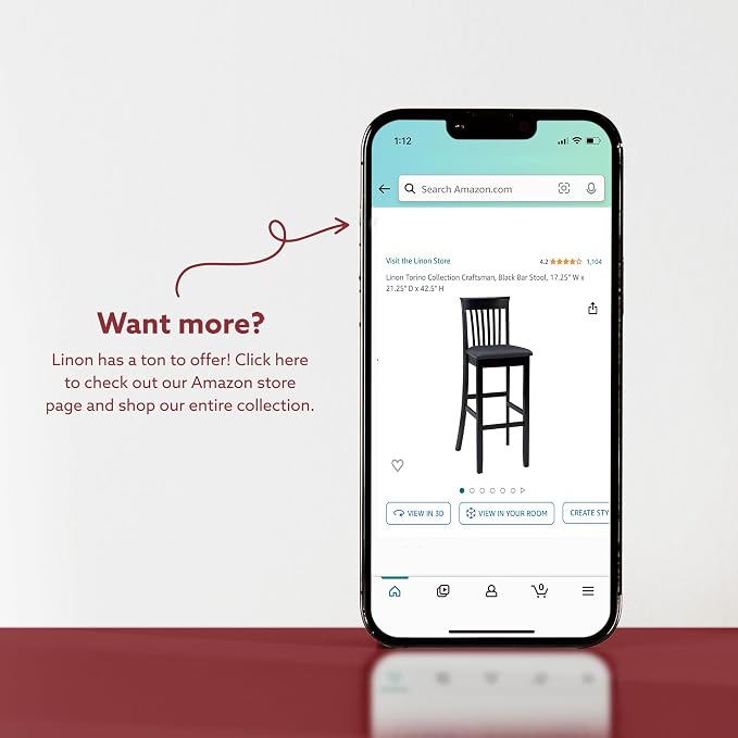 Linon Home Dcor Linon Torino Contemporary Counter Stool, 17"w x 20"d x 37"h, Black